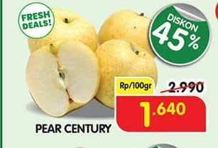 Pear Century per 100 gr Diskon 45%, Harga Promo Rp1.640, Harga Normal Rp2.990