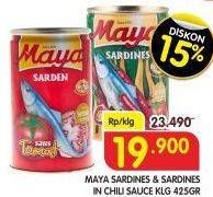Promo Harga MAYA Sardines Cabe / Chilli, Tomat / Tomato 425 gr - Superindo