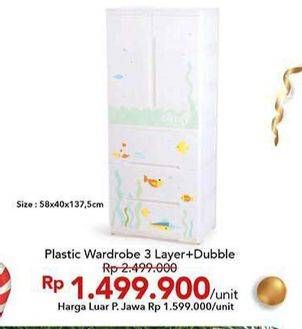 Promo Harga Plastic Wardrobe 3 Layer  - Carrefour