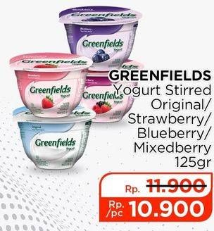 Promo Harga Greenfields Yogurt Original, Strawberry, Blueberry, Mixed Berry 125 gr - Lotte Grosir