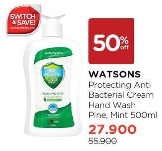 Promo Harga WATSONS Anti Bacterial Cream Hand Wash Pine, Mint 500 ml - Watsons