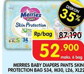 Promo Harga Merries Pants Skin Protection M30, S34, XL22, L26 22 pcs - Superindo