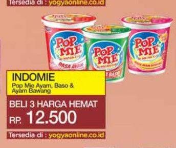 Promo Harga Indomie Pop Mie Instan Ayam, Baso, Ayam Bawang 75 gr - Yogya