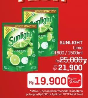 Promo Harga Sunlight Pencuci Piring Jeruk Nipis 100 1600 ml - Lotte Grosir