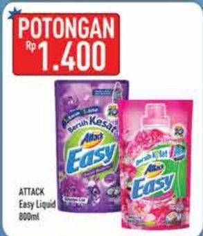 Promo Harga ATTACK Easy Detergent Liquid 800 ml - Hypermart