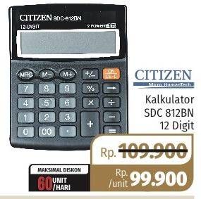 Promo Harga CITIZEN Calculator SDC 812 BN 12 Digit  - Lotte Grosir