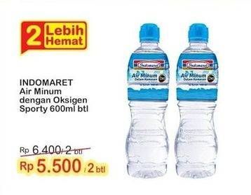 Promo Harga INDOMARET Air Minum Dengan Oksigen Sporty 600 ml - Indomaret