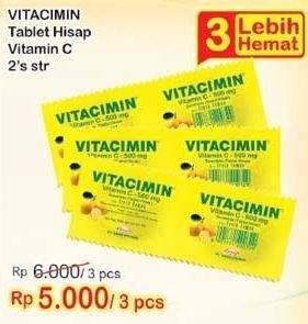 Promo Harga VITACIMIN Vitamin C - 500mg Sweetlets (Tablet Hisap) per 3 pouch 2 pcs - Indomaret