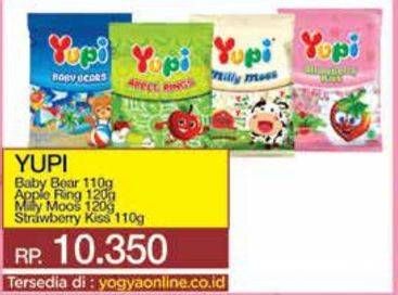 Promo Harga Yupi Candy Baby Bears, Apple Rings, Milly Moos, Strawberry Kiss 110 gr - Yogya