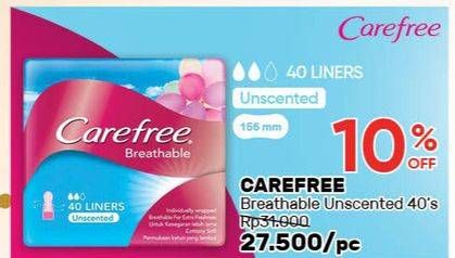 Promo Harga Carefree Breathable Unscented 40 pcs - Guardian