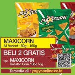 Promo Harga Beli 2 Maxicorn All variant 150g-160g Gratis Maxicorn Roasted Corn/ BBq 55g  - Yogya