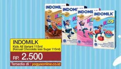 Promo Harga Indomilk Susu UHT Kids Kecuali Cokelat, Kecuali Less Sugar 115 ml - Yogya