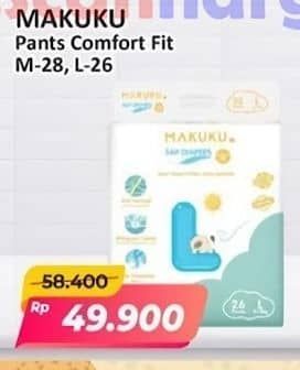 Promo Harga Makuku Comfort Fit Diapers Pants M28, L26 26 pcs - Alfamart