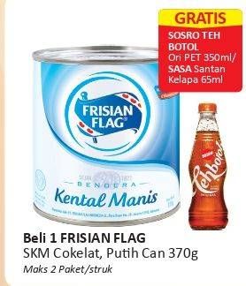 Promo Harga FRISIAN FLAG Susu Kental Manis Cokelat, Putih 370 gr - Alfamart