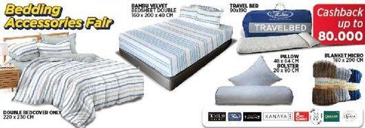 Promo Harga  Double Bed Cover/Bambu Velvet Bedsheet Double/Travel Bed/Pillow/Bolster/Blanket Micro  - COURTS