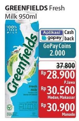 Promo Harga Greenfields Fresh Milk 1000 ml - Alfamidi