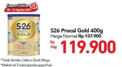 Promo Harga S26 Procal Gold Susu Pertumbuhan Vanilla 400 gr - Carrefour
