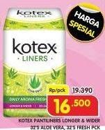 Promo Harga Kotex Fresh Liners Longer & Wider Scented Aloevera, Unscented 32 pcs - Superindo