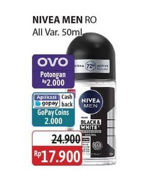 Promo Harga Nivea Men Deo Roll On All Variants 50 ml - Alfamidi