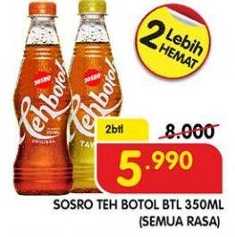 Promo Harga SOSRO Teh Botol Original, Tawar 350 ml - Superindo