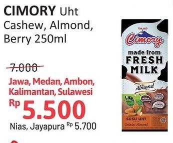 Promo Harga Cimory Susu UHT Cashew, Almond, Blueberry 250 ml - Alfamidi