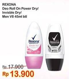 Promo Harga REXONA Deo Roll On Power Dry/Invisible Dry/Men V8 45ml  - Indomaret