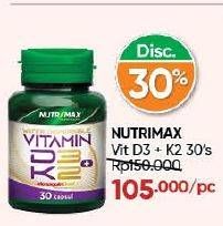 Promo Harga Nutrimax Vitamin D3 + K2 30 pcs - Guardian