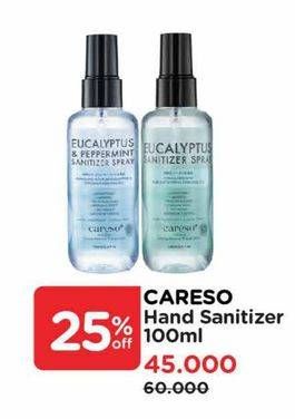Promo Harga Careso Hand Sanitizer Spray 100 ml - Watsons
