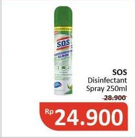 Promo Harga SOS Disinfectant Spray Eucalyptus 250 ml - Alfamidi