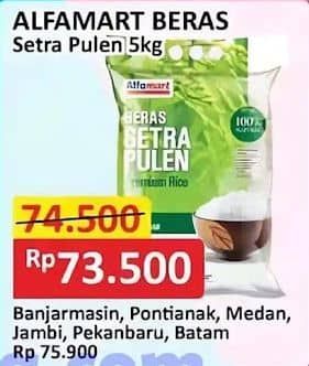 Promo Harga Alfamart Beras Setra Pulen 5000 gr - Alfamart