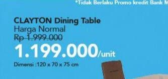 Promo Harga Clayton Dinning Table 120x70x75cm  - Carrefour