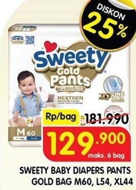 Promo Harga Sweety Gold Pants M60, XL44, L54 44 pcs - Superindo