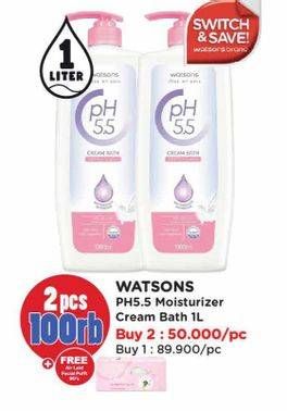 Promo Harga Watsons PH5.5 Cream Bath Moist 1000 ml - Watsons