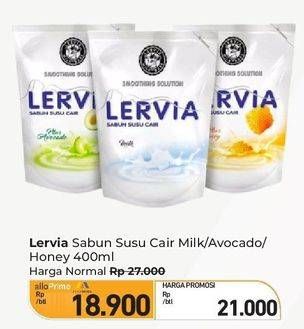 Promo Harga Lervia Sabun Cair Susu  Original, Plus Honey, Plus Avocado 400 ml - Carrefour