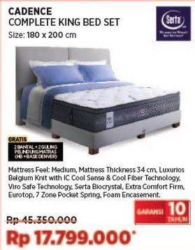 Promo Harga Serta Cadence Complete King Bed Set 180 X 200 Cm  - COURTS