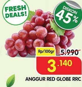 Promo Harga Anggur Red Globe RRC per 100 gr - Superindo