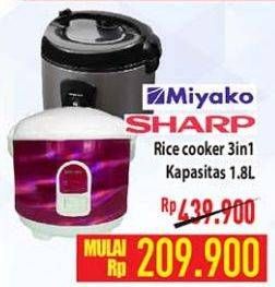 Promo Harga MIYAKO/SHARP Rice Cooker 3in1   - Hypermart