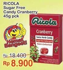 Promo Harga RICOLA Permen Rendah Gula Cranberry 45 gr - Indomaret