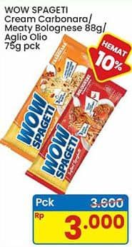 Promo Harga WOW Spageti Cream Carbonara, Meaty Bolognese 84 gr - Indomaret