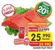 Promo Harga Salmon Fillet Trout per 100 gr - Superindo