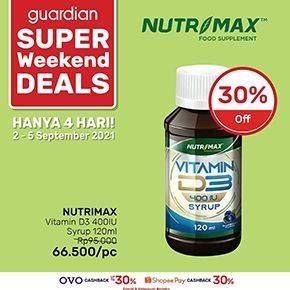 Promo Harga NUTRIMAX Vitamin D3 400 IU Syrup 120 ml - Guardian
