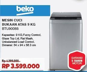 Promo Harga Beko BTU9008S| Mesin Cuci Top Loading  - COURTS