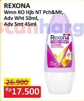 Promo Harga Rexona Deo Roll On Hijab Natural Peach Mint Cool, Advanced Whitening, Advanced Smooth 45 ml - Alfamart