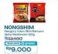 Promo Harga Nongshim Noodle Neoguri Udon, Shin Ramyun Spicy Mushroom 120 gr - Indomaret