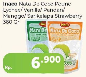 Promo Harga INACO Nata De Coco Lychee, Vanila, Pandan, Mango, Strawberry 360 gr - Carrefour