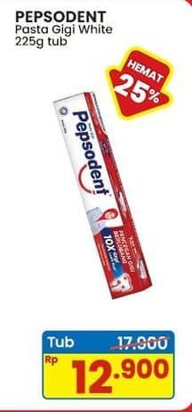 Promo Harga Pepsodent Pasta Gigi Pencegah Gigi Berlubang White 225 gr - Indomaret