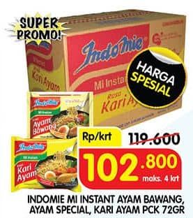 Promo Harga Indomie Mi Kuah Ayam Bawang, Ayam Spesial, Kari Ayam per 40 pcs 69 gr - Superindo