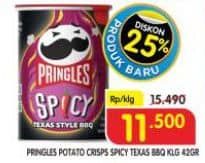 Promo Harga Pringles Potato Crisps Spicy Texas BBQ 42 gr - Superindo