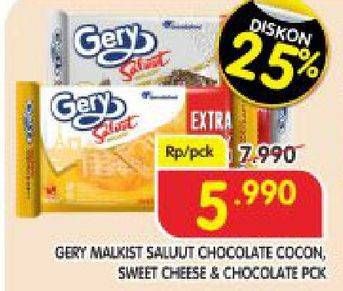 Promo Harga GERY Malkist Saluut Chocolate Coconut, Saluut Sweet Cheese 105 gr - Superindo