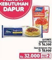 Promo Harga LA FONTE Spaghetti 450g + Saus Bolognese 315g  - LotteMart